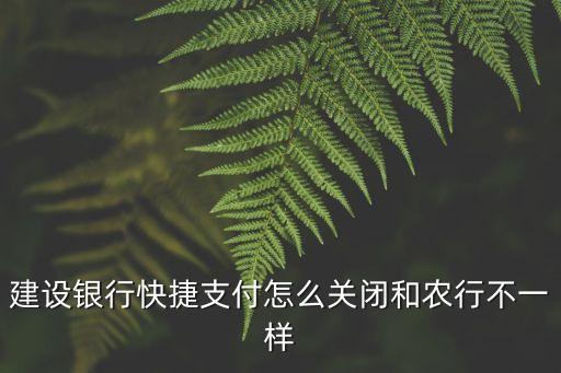 建設(shè)銀行快捷支付怎么關(guān)閉和農(nóng)行不一樣