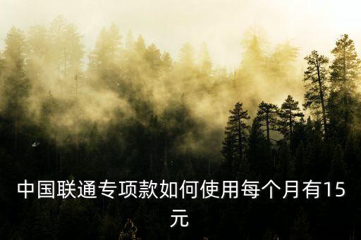中國聯(lián)通專項(xiàng)款如何使用每個月有15元
