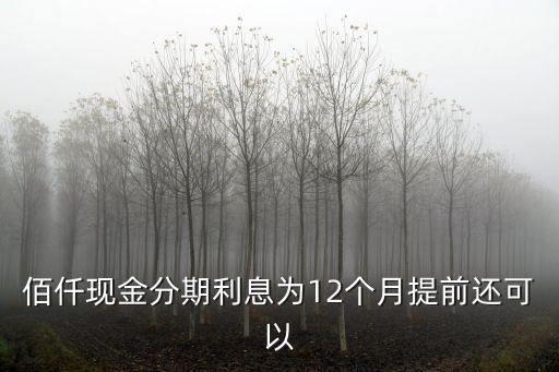佰仟現(xiàn)金分期利息為12個月提前還可以