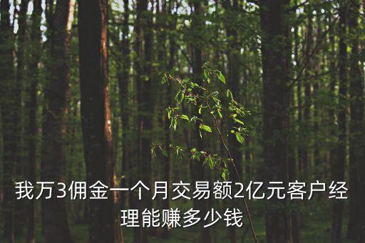 我萬3傭金一個月交易額2億元客戶經(jīng)理能賺多少錢