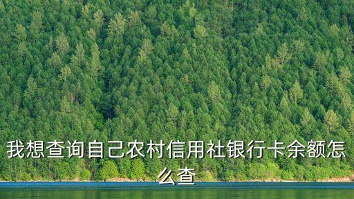 我想查詢自己農(nóng)村信用社銀行卡余額怎么查