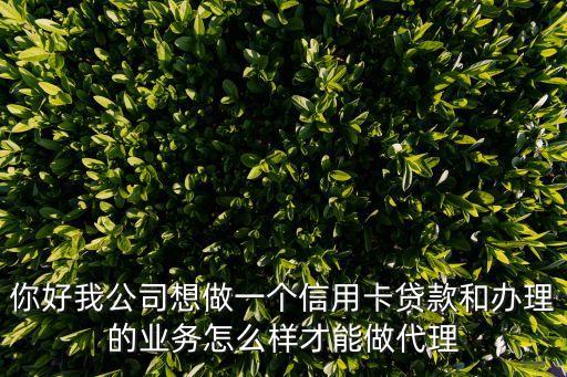 怎么做信用貸代理，我想貸款做代理商怎么樣貸款的