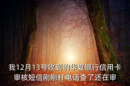 華夏怎么一直審核中，我12月13號收到的華夏銀行信用卡審核短信剛剛打電話查了還在審