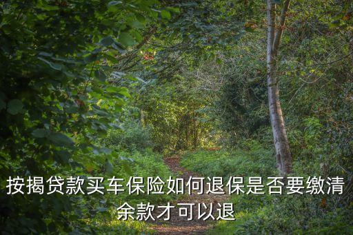 按揭貸款買車保險(xiǎn)如何退保是否要繳清余款才可以退