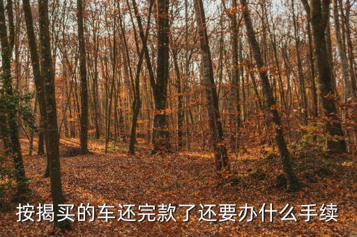 按揭買的車還完款了還要辦什么手續(xù)