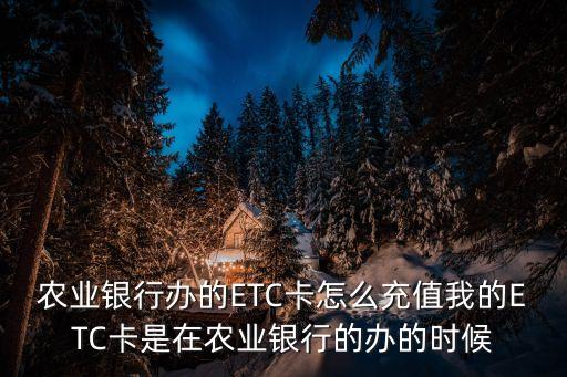 農(nóng)行的ETC卡怎么充值，ETC怎么充值