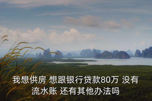 我想貸款80萬怎么辦，我想供房 想跟銀行貸款80萬 沒有流水賬 還有其他辦法嗎