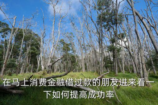 馬上貸怎么申請好過，在馬上消費金融借過款的朋友進來看一下如何提高成功率