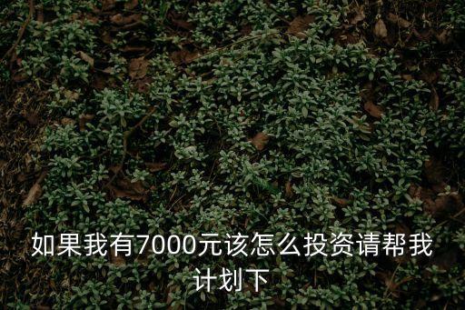 如果我有7000元該怎么投資請幫我計劃下