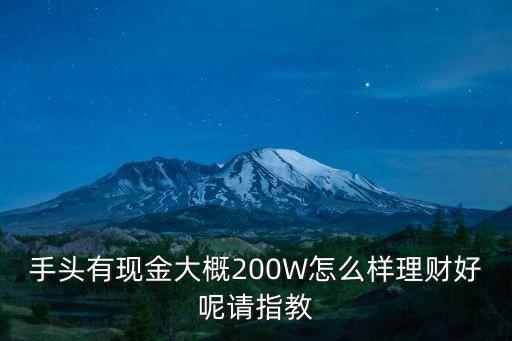 手頭有現(xiàn)金大概200W怎么樣理財(cái)好呢請(qǐng)指教