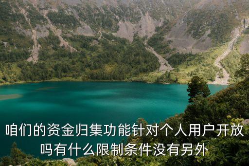 咱們的資金歸集功能針對個人用戶開放嗎有什么限制條件沒有另外