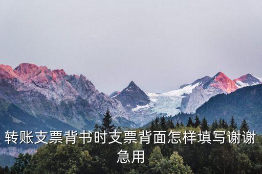 轉(zhuǎn)賬支票后面怎么填寫，轉(zhuǎn)賬支票背面怎樣填寫
