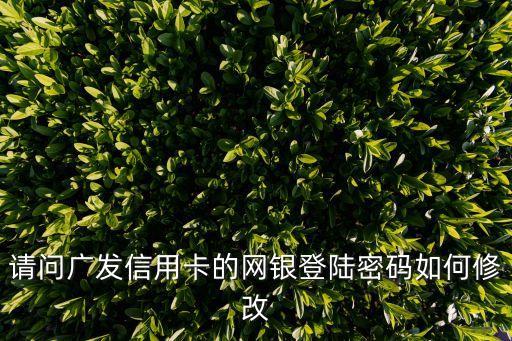 請問廣發(fā)信用卡的網(wǎng)銀登陸密碼如何修改