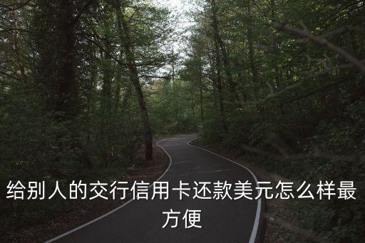 給別人的交行信用卡還款美元怎么樣最方便