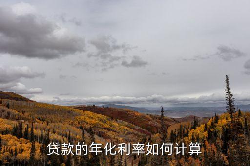 貸款的年化利率如何計算
