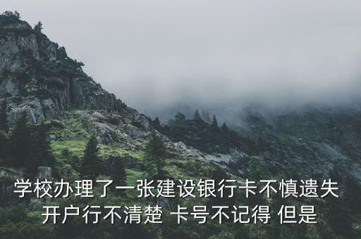 學(xué)校的建行卡丟了怎么辦理嗎，學(xué)校發(fā)的建設(shè)卡丟了怎么辦