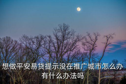 想做平安易貸提示沒(méi)在推廣城市怎么辦有什么辦法嗎