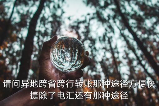 異地匯款怎么方便，請(qǐng)問異地跨省跨行轉(zhuǎn)賬那種途徑方便快捷除了電匯還有那種途徑