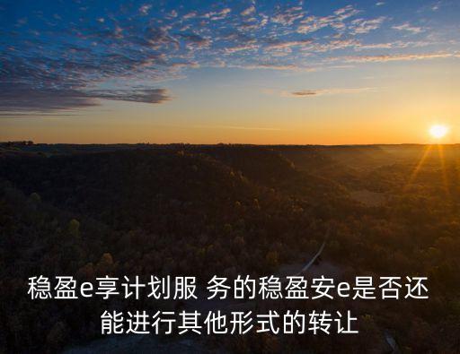 穩(wěn)盈e享計劃服 務(wù)的穩(wěn)盈安e是否還能進行其他形式的轉(zhuǎn)讓
