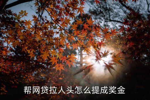 幫網(wǎng)貸拉人頭怎么提成獎(jiǎng)金