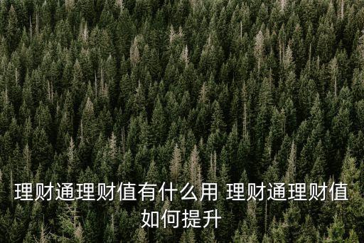 理財(cái)通理財(cái)值有什么用 理財(cái)通理財(cái)值如何提升