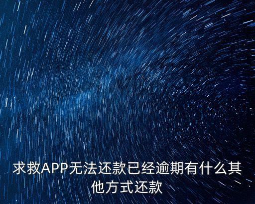 求救APP無法還款已經逾期有什么其他方式還款