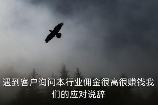 客戶問收益怎么這么高，遇到客戶詢問本行業(yè)傭金很高很賺錢我們的應對說辭