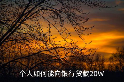 怎么才能在銀行貸20萬，怎樣向銀行貸款20萬現(xiàn)金