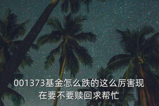 001373基金怎么跌的這么厲害現(xiàn)在要不要贖回求幫忙