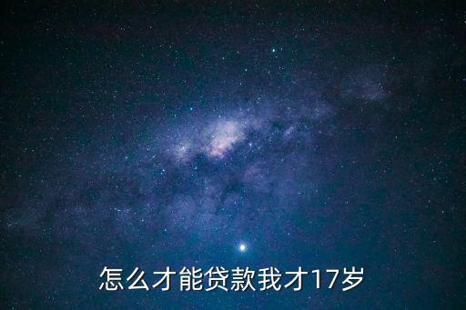 怎么才能貸款我才17歲