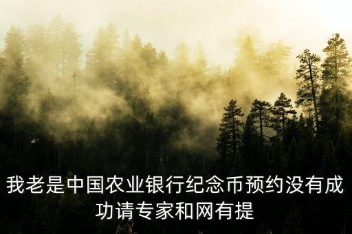 我老是中國(guó)農(nóng)業(yè)銀行紀(jì)念幣預(yù)約沒(méi)有成功請(qǐng)專家和網(wǎng)有提