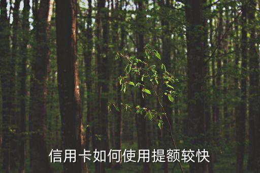 信用卡如何使用提額較快