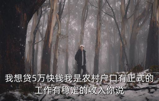 我想貸5萬快錢我是農(nóng)村戶口有正式的工作有穩(wěn)定的收入你說