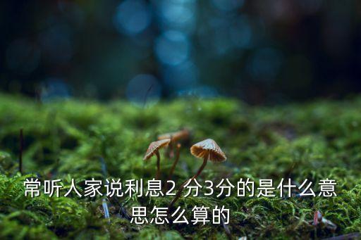 常聽(tīng)人家說(shuō)利息2 分3分的是什么意思怎么算的