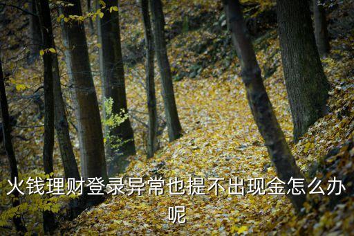 火理財(cái)怎么提現(xiàn)嗎，火錢(qián)理財(cái)?shù)卿洰惓Ｒ蔡岵怀霈F(xiàn)金怎么辦呢
