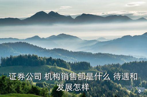 券商機(jī)構(gòu)銷售 怎么樣，證券公司 機(jī)構(gòu)銷售部是什么 待遇和發(fā)展怎樣
