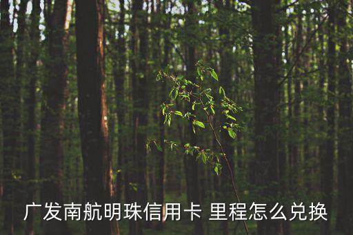 廣發(fā)南航明珠信用卡 里程怎么兌換