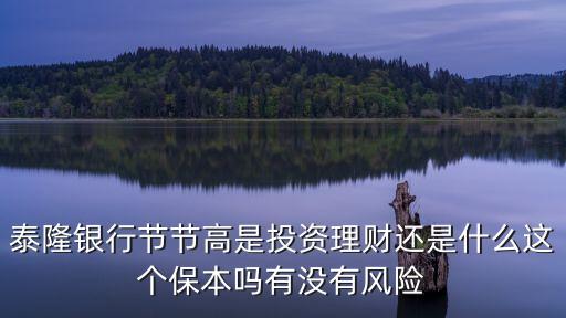 泰隆銀行節(jié)節(jié)高是投資理財(cái)還是什么這個(gè)保本嗎有沒有風(fēng)險(xiǎn)