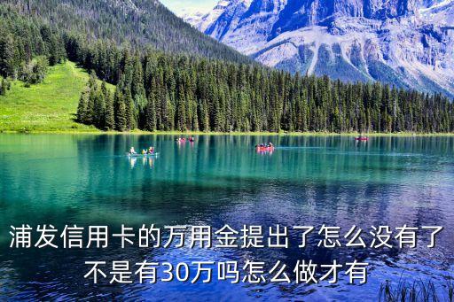 浦發(fā)的萬用金怎么沒有了，浦發(fā)信用卡的萬用金提出了怎么沒有了不是有30萬嗎怎么做才有