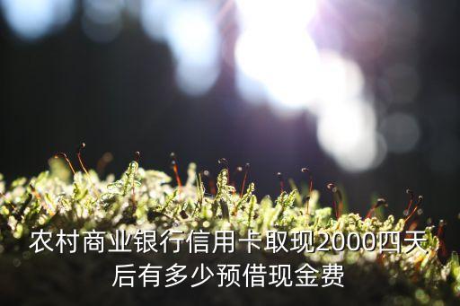 農(nóng)村商業(yè)銀行信用卡取現(xiàn)2000四天后有多少預(yù)借現(xiàn)金費(fèi)