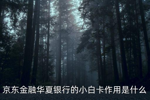 京東金融華夏銀行的小白卡作用是什么