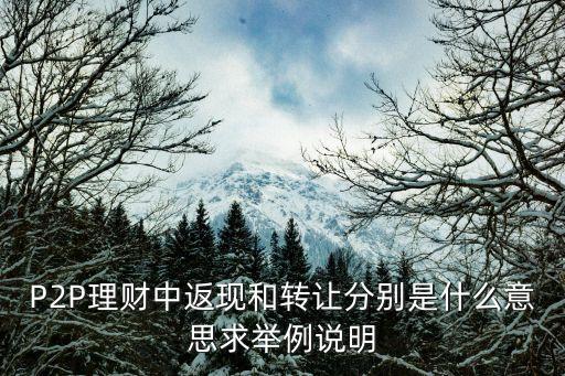 P2P理財中返現(xiàn)和轉讓分別是什么意思求舉例說明
