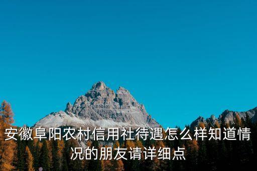 安徽阜陽(yáng)農(nóng)村信用社待遇怎么樣知道情況的朋友請(qǐng)?jiān)敿?xì)點(diǎn)