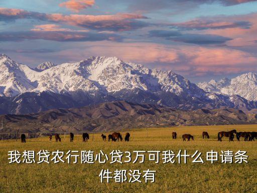 農(nóng)行隨心貸怎么申請，我想貸農(nóng)行隨心貸3萬可我什么申請條件都沒有