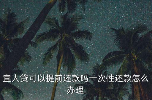 宜人貸可以提前還款嗎一次性還款怎么辦理