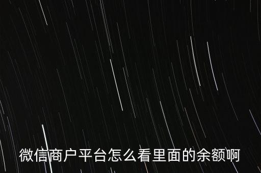 微信商戶平臺(tái)怎么看里面的余額啊