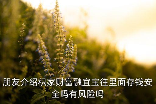 朋友介紹積家財富融宜寶往里面存錢安全嗎有風險嗎