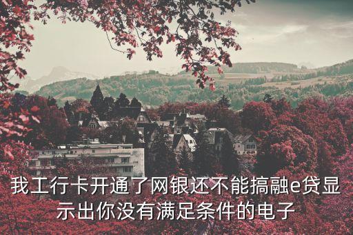 我工行卡開通了網(wǎng)銀還不能搞融e貸顯示出你沒有滿足條件的電子