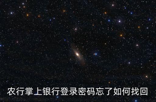 農(nóng)行掌上銀行登錄密碼忘了如何找回