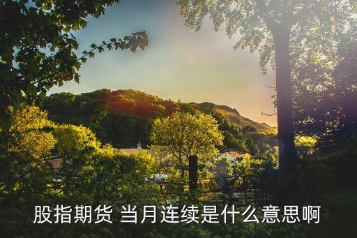 if當(dāng)月連續(xù)怎么理解，股指期貨 當(dāng)月連續(xù)是什么意思啊